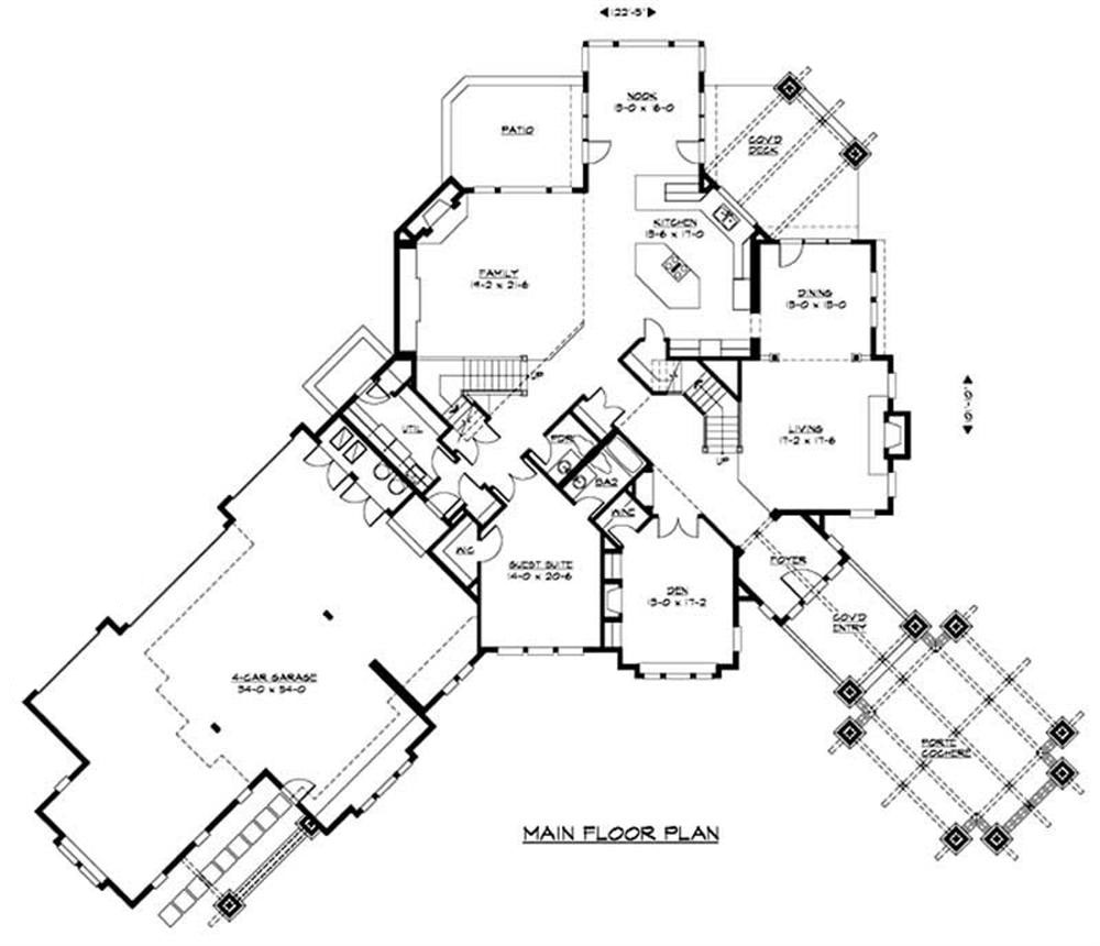Floor Plan First Story of Craftsman Plan #115-1268